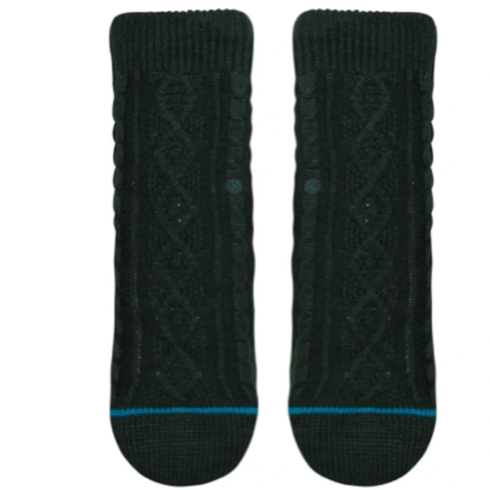 Stance Slipper Socks Roasted Cable Knit Dark Green Grip Anti-Slip Cozycore NWT